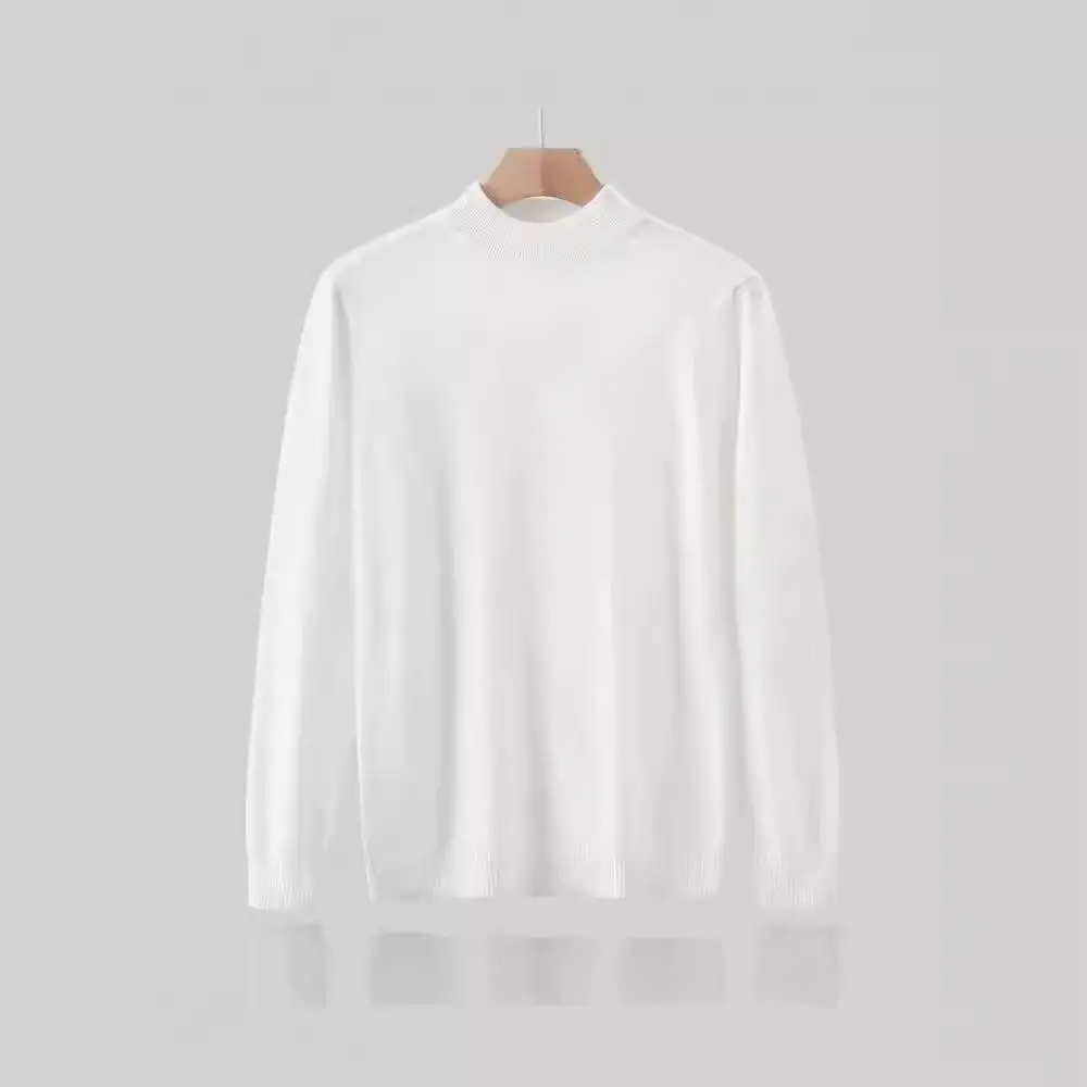 

Men's Semi High Ne Pullover Sweater Base Knit Long Sve Comfortable Fit Casual Wear Resistant Stretchy Ribbed Hem