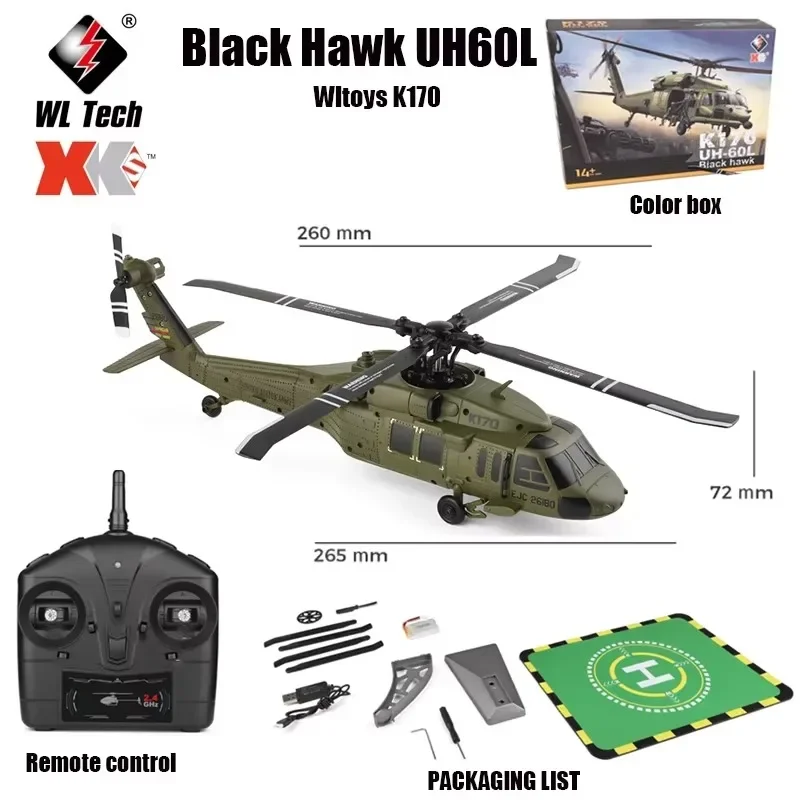 WLtoys K170 Black Hawk UH60L high simulation four brushless fixed altitude model remote control helicopter