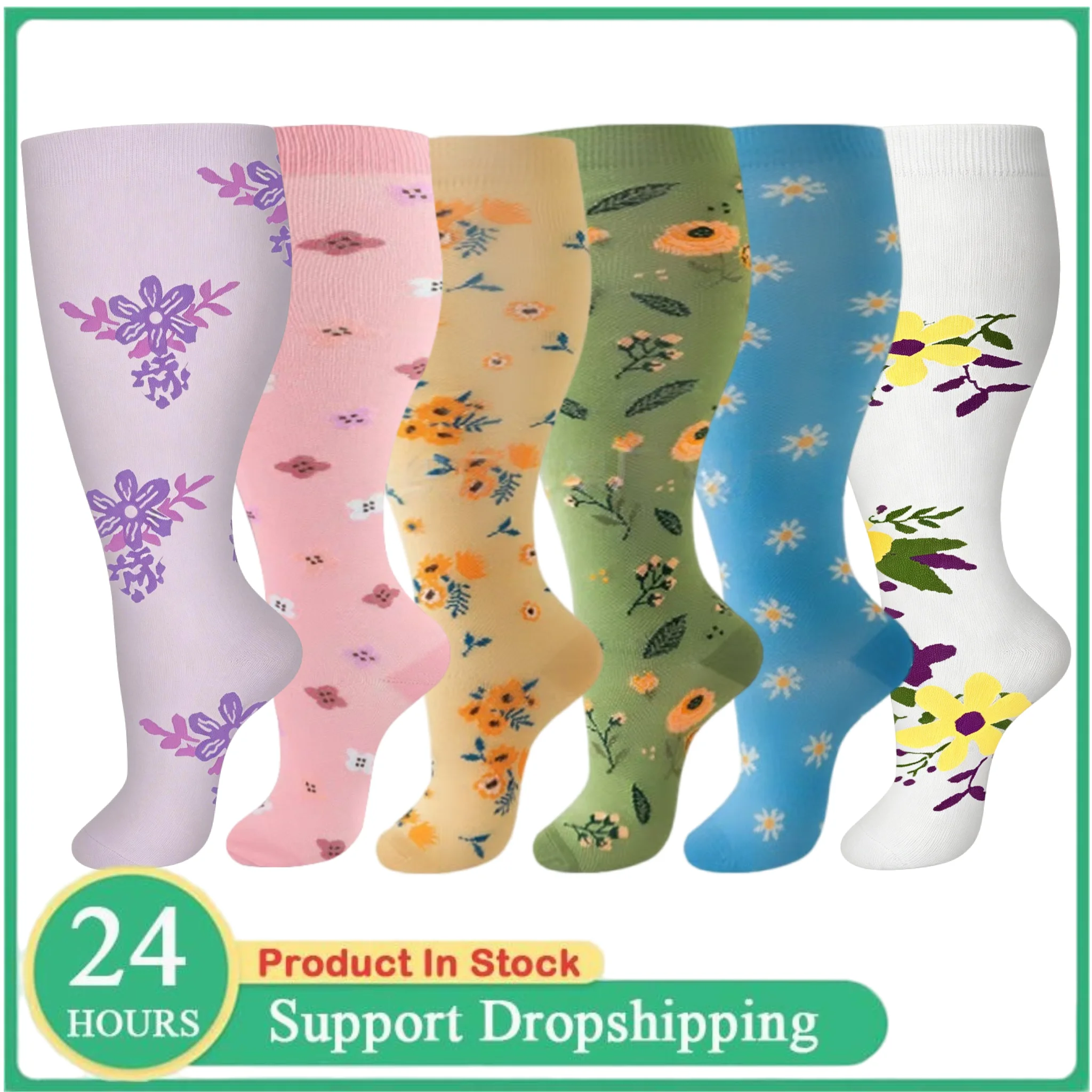 Plus Size 2XL-4XL Compression Socks for Women Men 20-30 MMHg Wide Calf Extra Large Knee High Flight Sock for Circulation Support