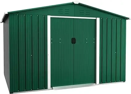 

Outdoor Storage Shed, Heavy Duty Storage Room with Lockable Doors and Vents for Backyard Patio Lawn,8x6 FT Large Metal ,Green