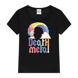 Funny Death Metal Unicorn Cute Rock Music Band Lover Baby T-Shirt Short sleeves Sports fashion short sleeves for ages 3-14