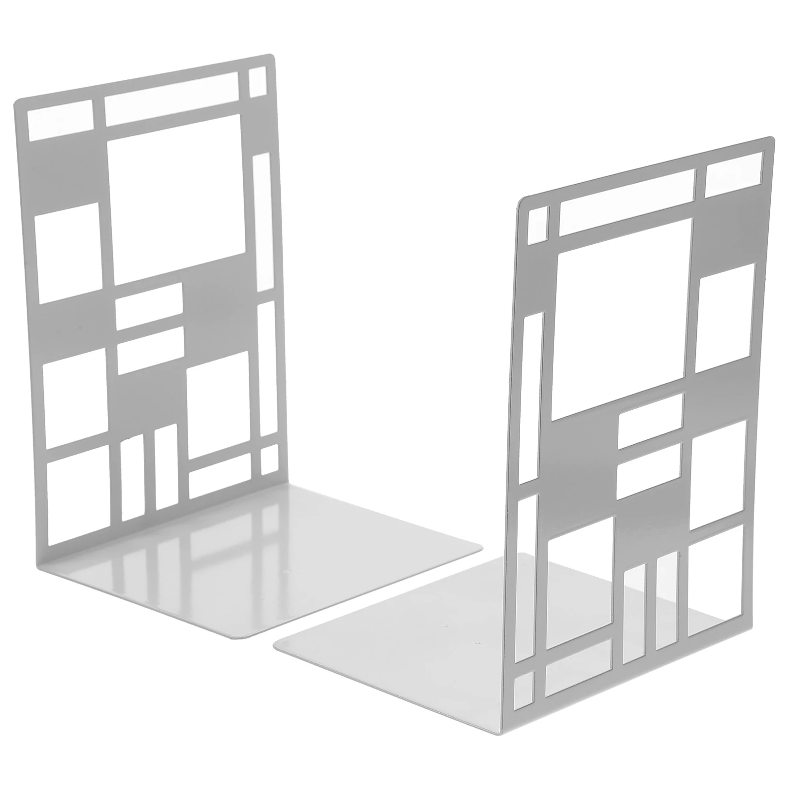 

Organizer Square Book Set Bookends for Reading Decorative White Metal Holders