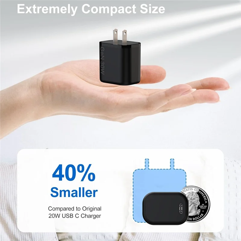 

N82R 30 Вт PD Gan Зарядный блок Супер быстрый адаптер типа C для быстрой зарядки для Iphone 16/16 Plus/16 Pro/16 Pro Max Вилка США