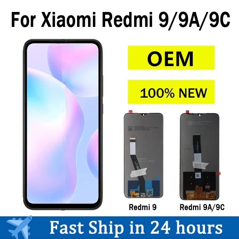 100% NEW OEM For Xiaomi Redmi 9A LCD Display Screen With Frame Touch Screen Assembly For Redmi 9A 9C 9 LCD Display Screen