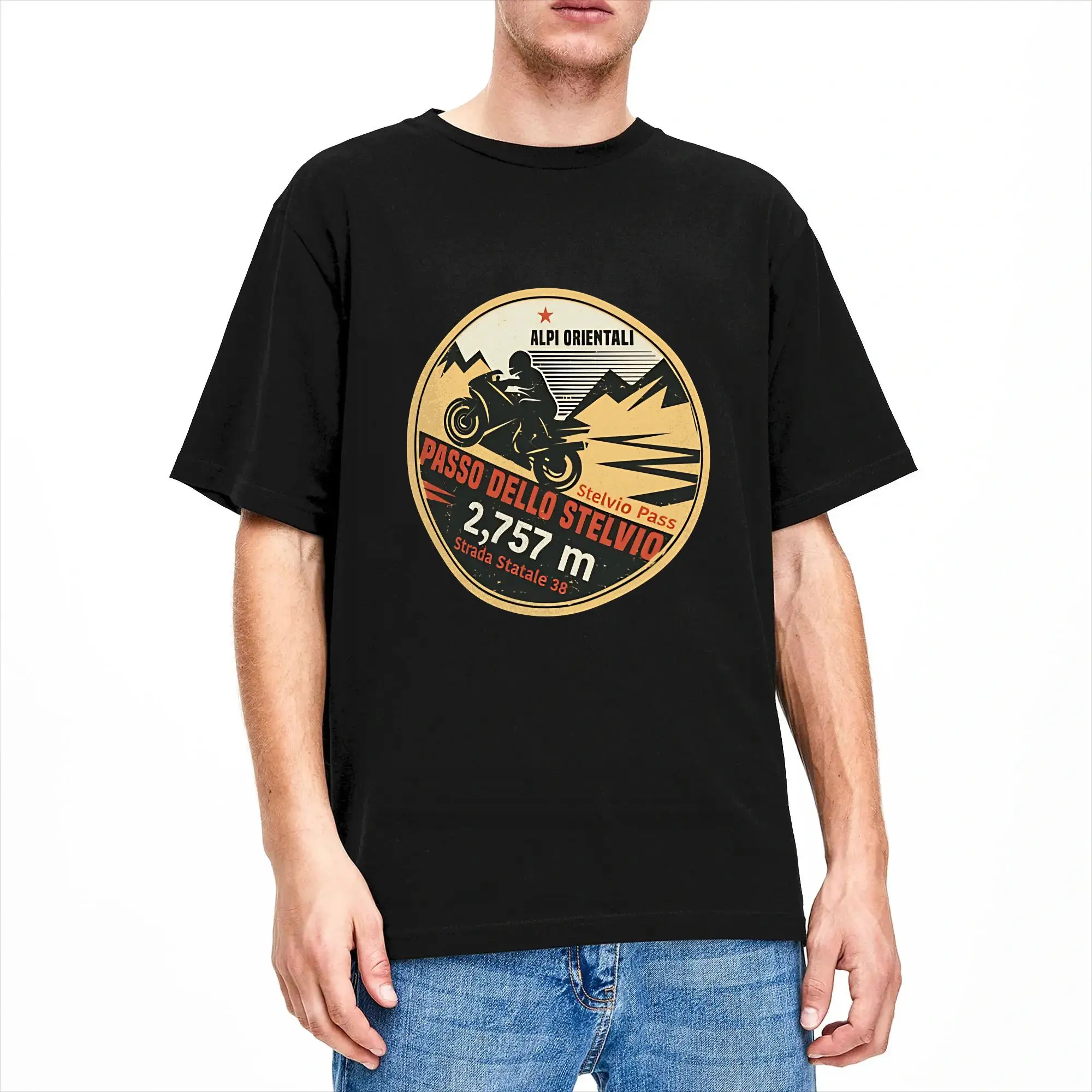 Stelvio Pass, Passo dello Stelvio, Italy Pure Cotton T-Shirts  Novelty Tshirt for Men's Y2K Classic Casual Short Sleeve Clothing