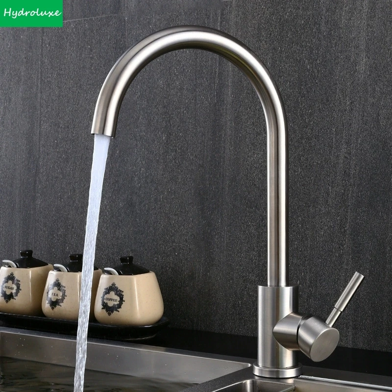 

304 Stainless Steel Hot and Cold Water Faucet Splash-proof 360° Rotating Basin Kitchen and Bathroom 360° Rotatable Sink Faucets
