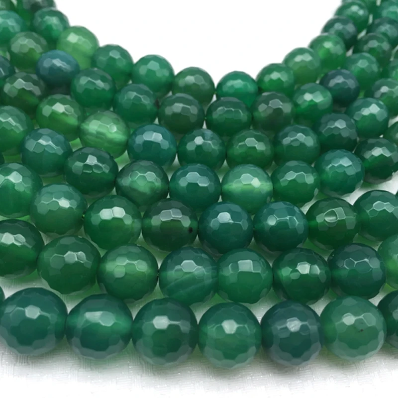 New Style 4-12mm Green Round Natural Stone Beads AgateS Onyx Faceted Loose Strand Stone Beads For Jewelry Making Diy Bracelets