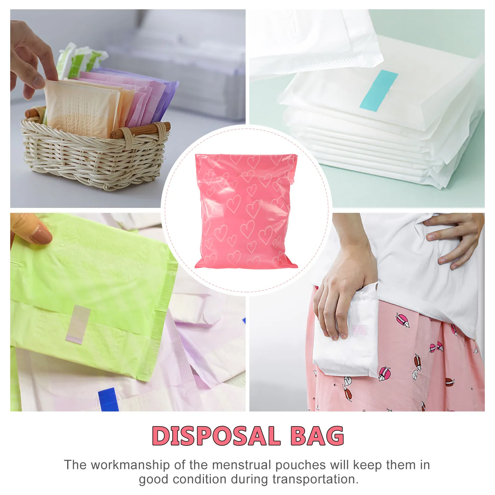 100Pcs Women Sanitary Bags Self Sealing Tear Resistant Packing Pouch for Delivery Menstrual Disposal Use Sanitary Bags