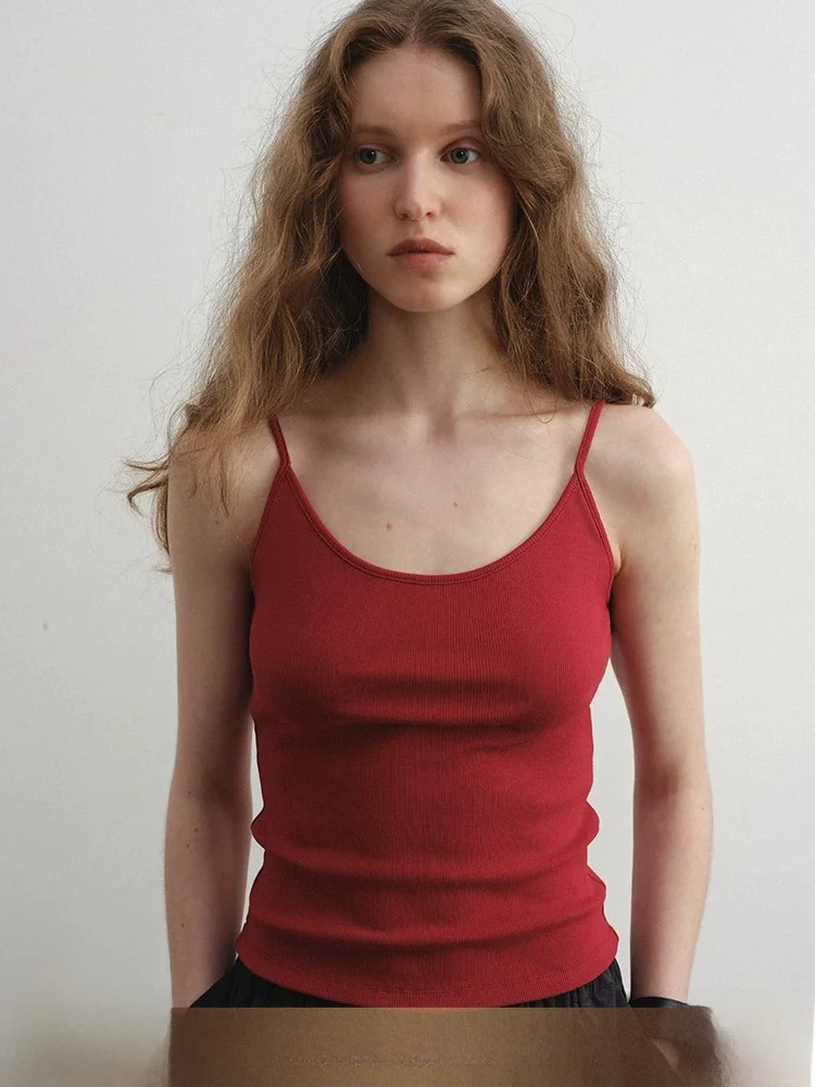 

Slim Fit Sleeveless Tank Top Women's Base Layer Shirt Conceals Side Fatigue U-Neck High Elasticity Daily Wear Inner Dress