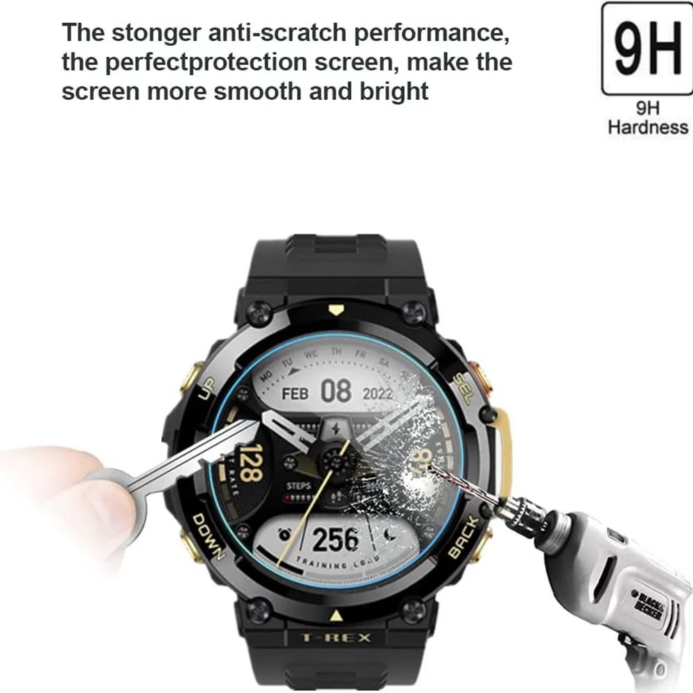 BEHUA قسط الزجاج المقسى واقي للشاشة السينمائي ل Huami Amazfit T-Rex2 ساعة ذكية المضادة للخدش تغطية الفيلم الملحقات