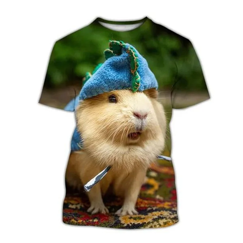 3D Printed Guinea Pig T Shirt For Men Short Sleeved Cute Animal T-shirt Summer 2023 Tops Tee Kids Male Streetwear Y2k Clothing