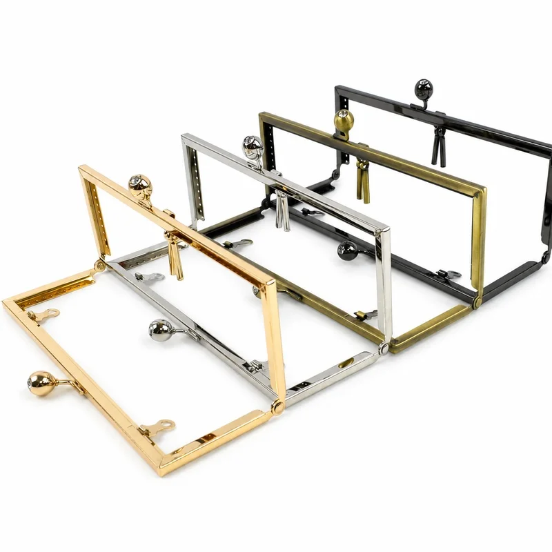 1/2Pcs 20.5cm Square Metal Bag Frame Kiss Clasp Lock Purse Handles for DIY Handbag Clutch Wallet Making Hardware Accessories
