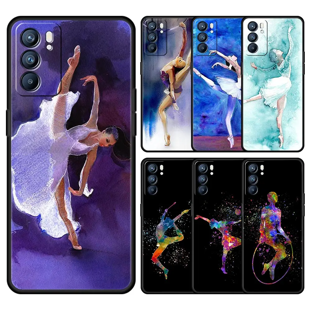 Gymnastics water color Phone Case For Oppo A54 A53 A52 A9 A15 A16 A76 A74 A57 A31 Find X6 Pro X5 Reno8 Reno7 Reno6 Pro 5G Cover