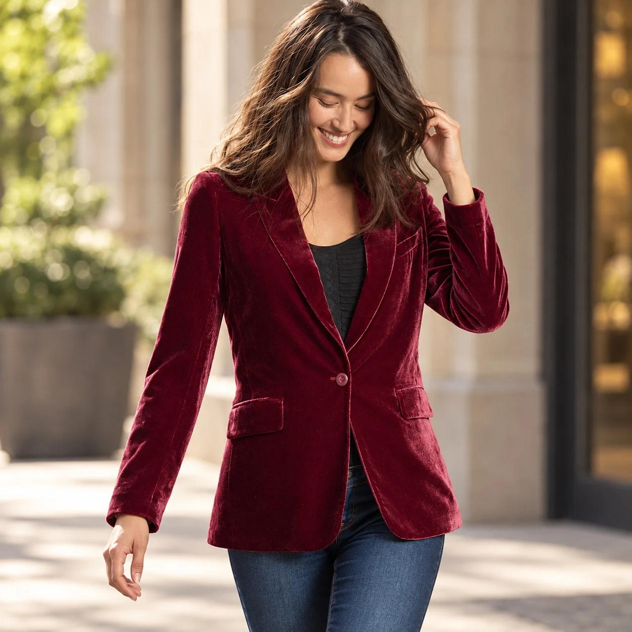 Casual No Hood Suit Mid Length Elegant Commuter with Fitted Regular Sleeve Notched Lapel Patchwork Side Slit Spring Women Suit