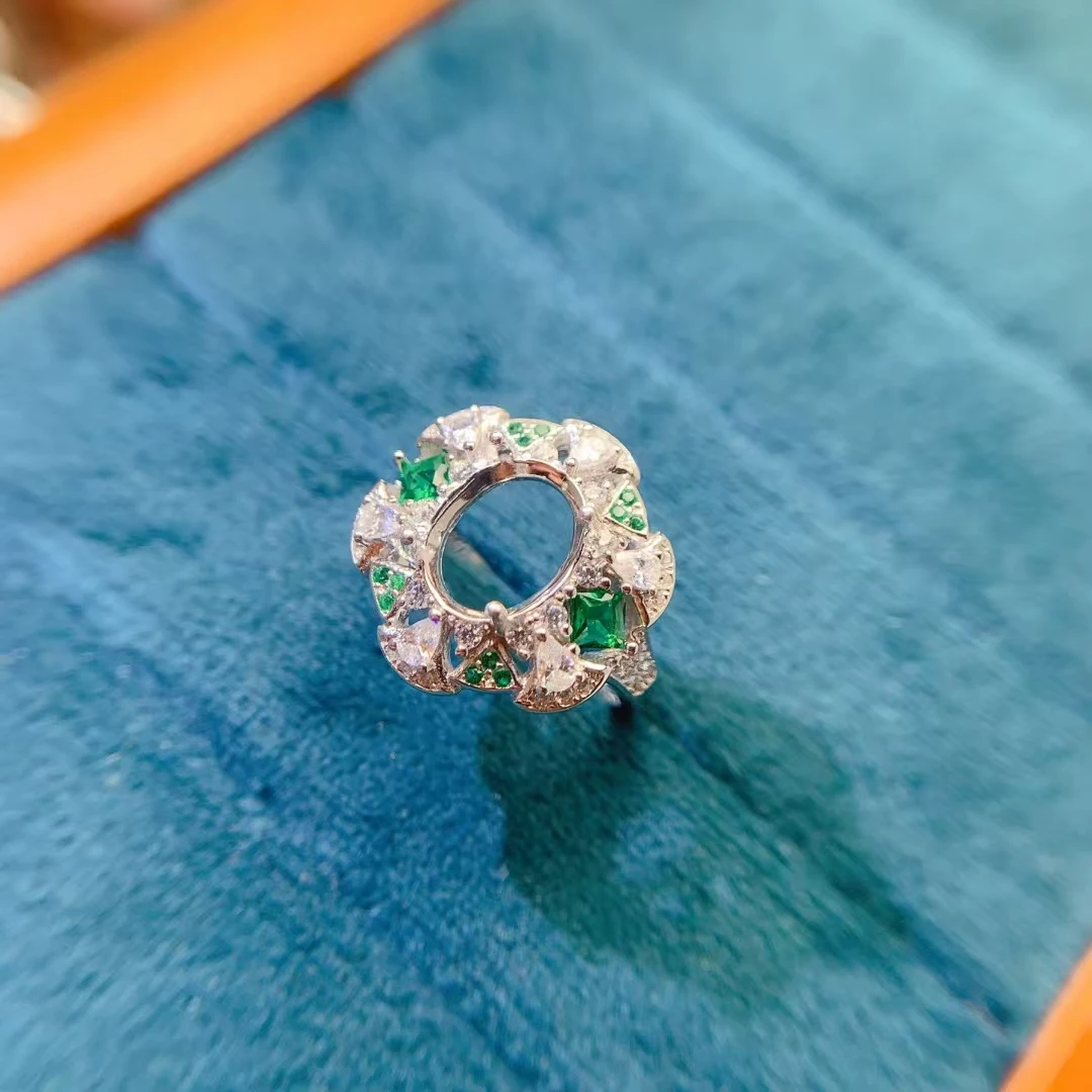 8 มม.* 10 มม.925 เงินกึ่ง Mount แหวนพลอย 18K Gold Plated เงินสเตอร์ลิงเครื่องประดับ DIY ผู้ผลิต