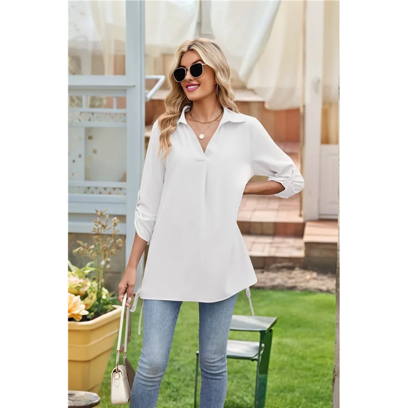 Hot Kf-Blusas para mujer, Tops informales, camisas de manga 3/4 para salir, cubre