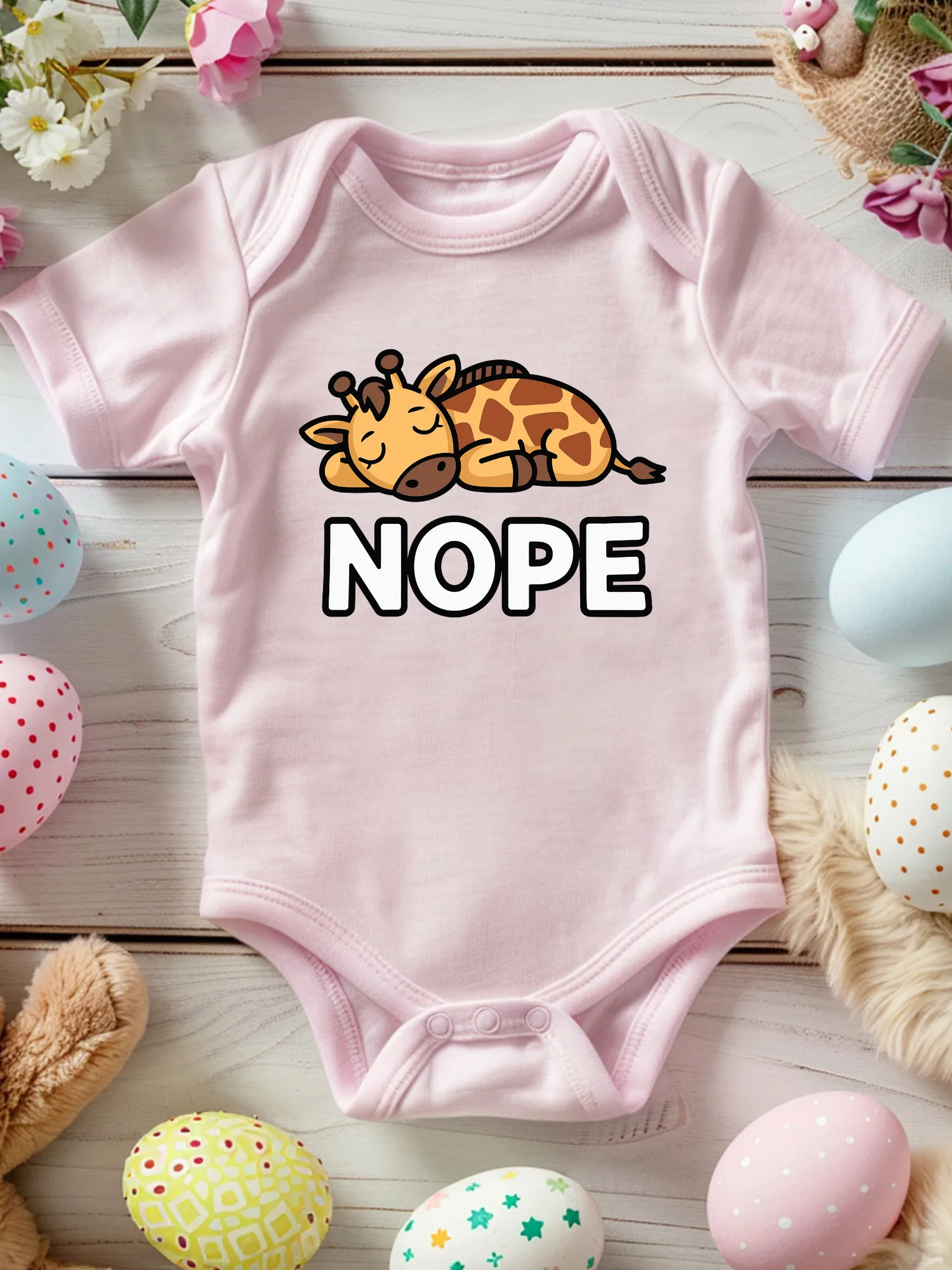 

Giraffe Nope Unisex Baby Crawling Suit, 100% Cotton Soft Onesie, All-Season Wear Pink Bodysuit 190GSM