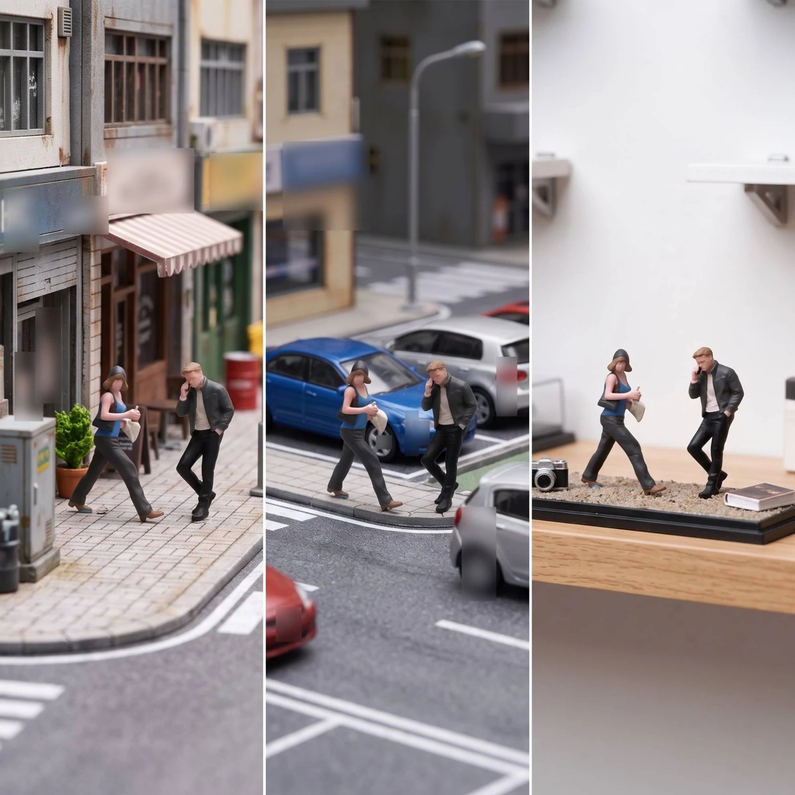 2 Pieces Pedestrian Figures Tiny 1:64 Scale Figures Miniature Figure with Painted Details Dynamic for Modelers, Dioramas