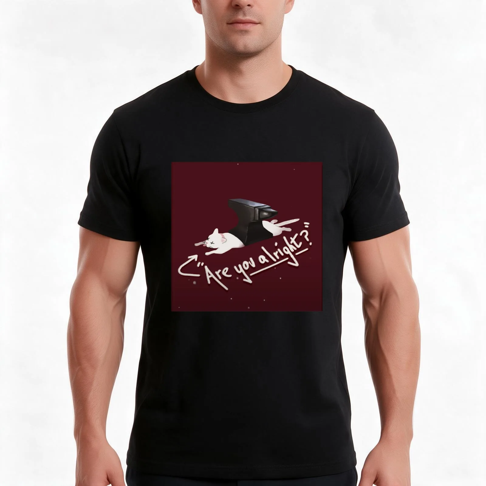 are you alright? T-Shirt, Summer Casual Cotton Tee, Oversized Streetwear Tops, Vintage Graphic Print, Loose Fit Short Sleeve