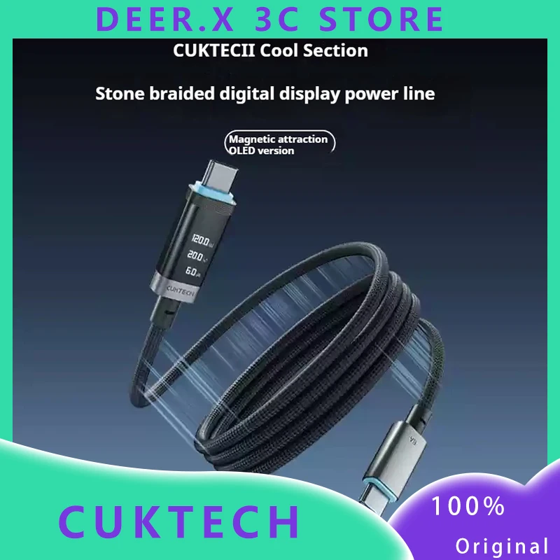 

CUKTECH No.6 Braided Digital Display Power Cable Fast Charging Wire PD3 Fast Charging & Magnetic Connector For iPhone Xiaomi