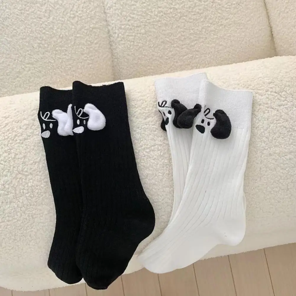 Unique Mid-calf Socks Ultra-soft 3d Dog Ear Mid-tube Socks for Friends Sisters Lovers High Elastic Cartoon Funny Pile for Women