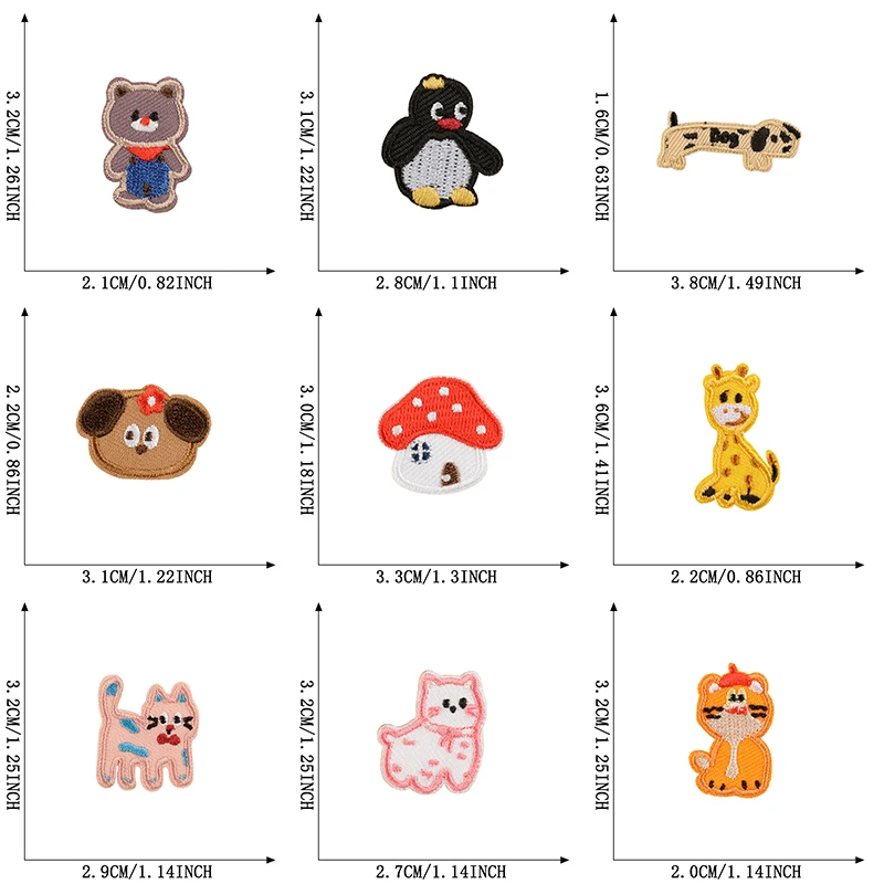 26 Stücke Kleine Tiere Selbstklebende Patches Für Kleidung Eisen Auf Viel Gestickte Anime Nähen Kinder Aufkleber Jacke Stoff Parches Diy – Detail 3