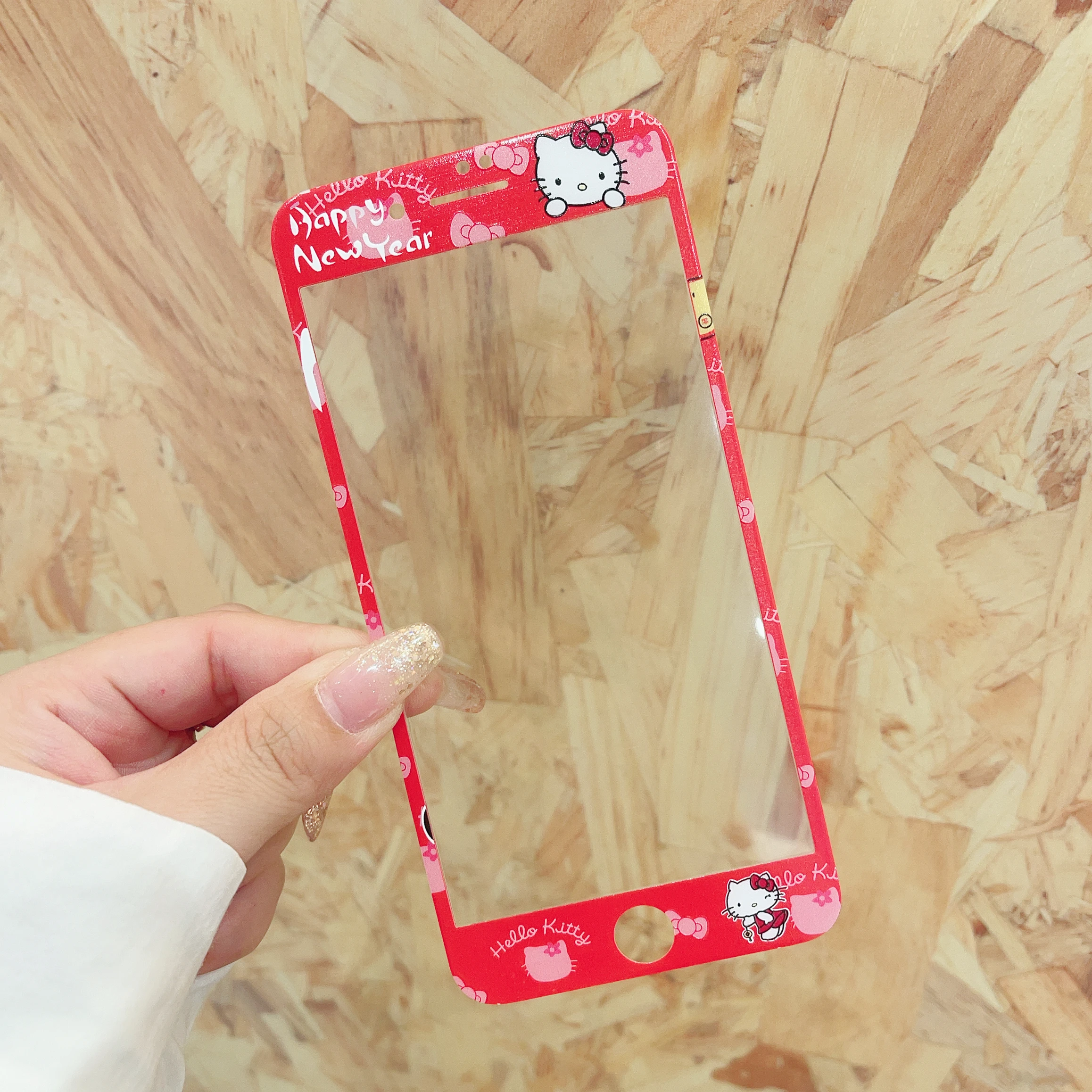 Sanrio-Hello Kitty Melody كرتون زجاج مقسى لـ iPhone ، واقي شاشة بتغطية كاملة ، غشاء زجاجي ، نجوم توأم ، 7 ، 8 ، 6S Plus
