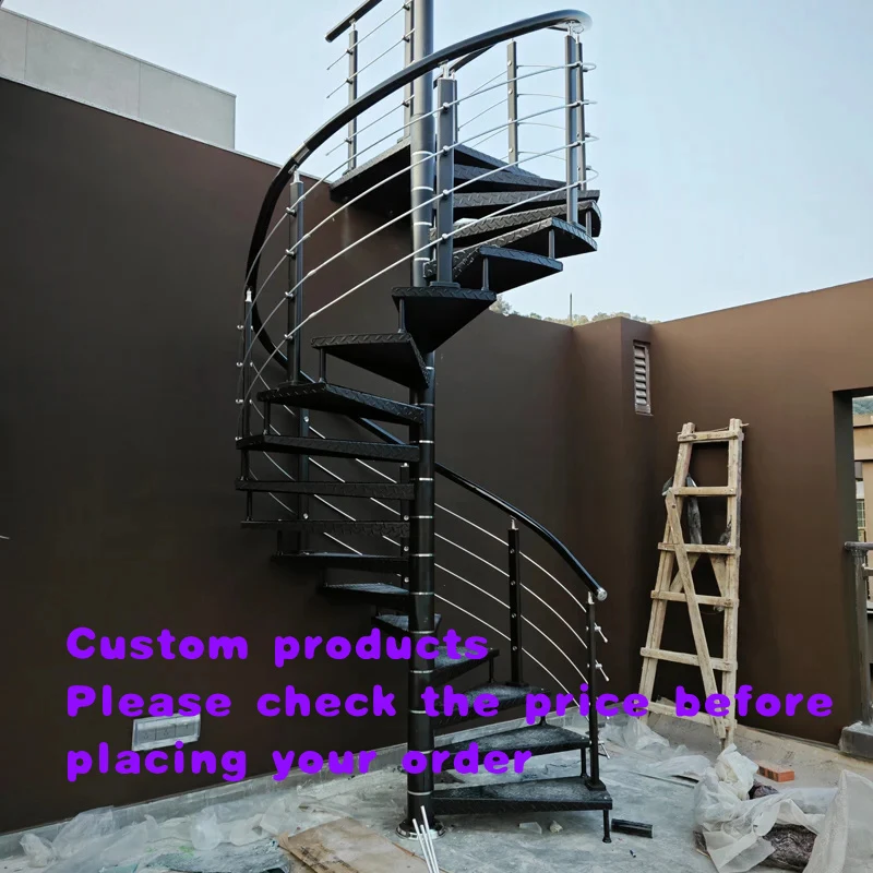 custom.Modern Steel Stairs Recommended Assembled Metal Powder-Coated Outdoor Stairs 1 Year Warranty