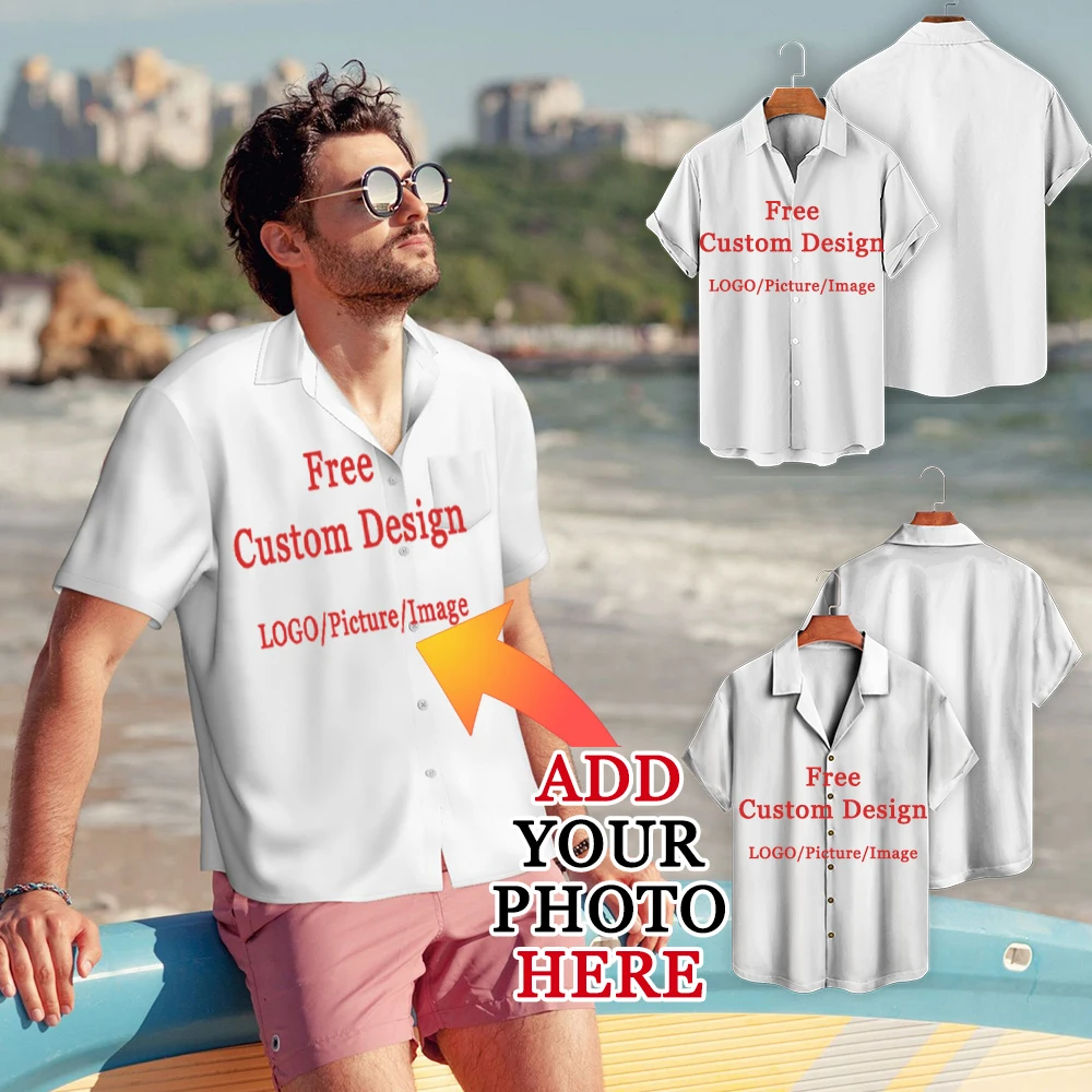 

Custom Pattern/LOGO Hawaiian Men's Shirt Full Print Summer Short-sleeved Shirt Personalized Button Down Shirts Customized Gifts