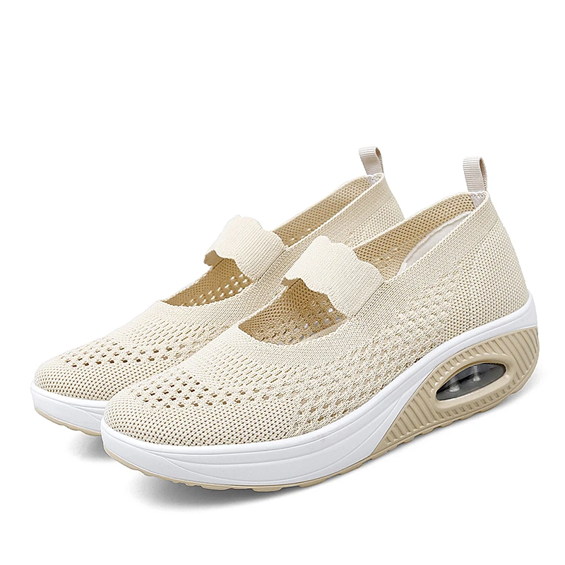 Flat Platform Sneakers Women Shoes Summer Breathable Slip on Walking Shoes for Mother Tenis Feminino