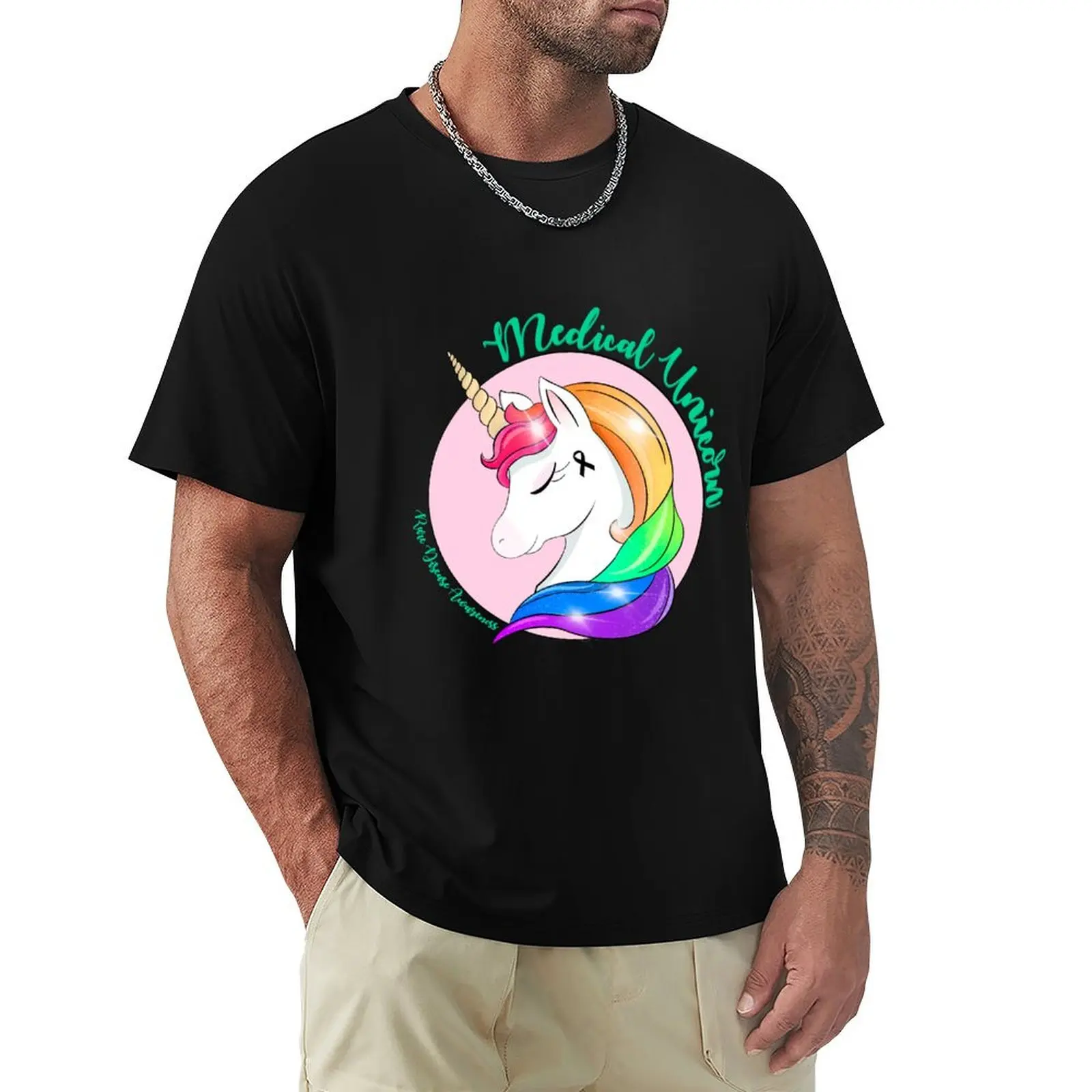 Medical Unicorn Rare Disease Awareness T-Shirt Regular Fit Plain Tee Shirt