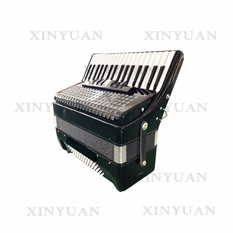 Chromatic Piano Accordion JP3472A, 34 Keys 72 Bass Wood Instrument, Black Design Equipped with 7+2 Registers