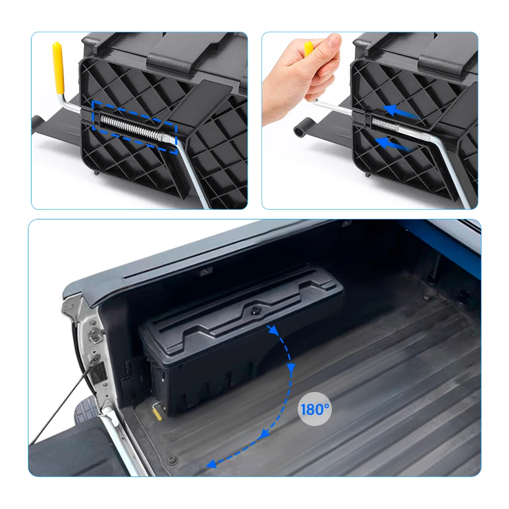 Left/Right Side Blk Truck Bed Tailgate Storage Tool Box Swing Case for Ford Ranger 2023 2024 Wildtrak Sport XLT XLS XL Limited