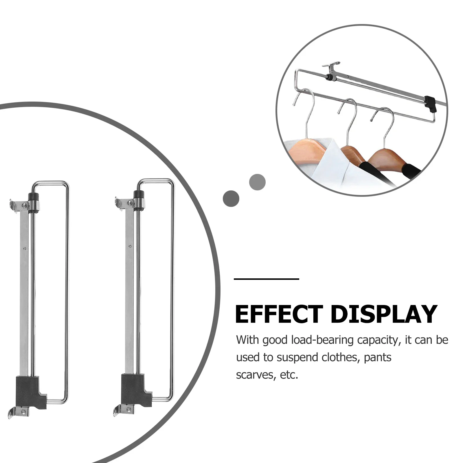 

2Pcs Closet Pull-Out Rail Heavy Duty Adjustable Wardrobe Clothes Hanger Bar for Cabinet Closet Rods Hanging Storage Organizer