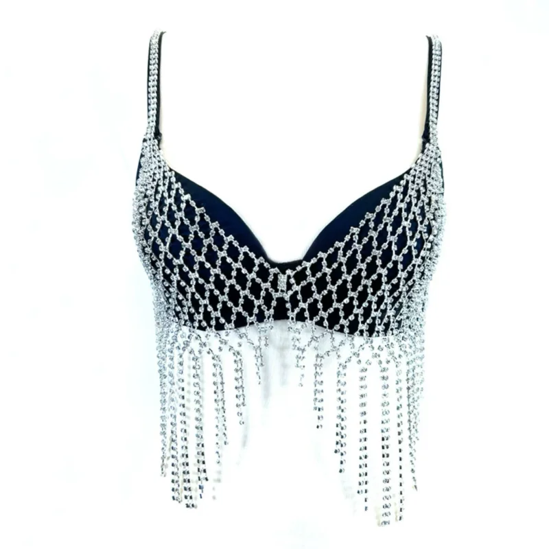 

Music Festival European and American Nightclub Women's Performance Dress Diamond Strap Vest