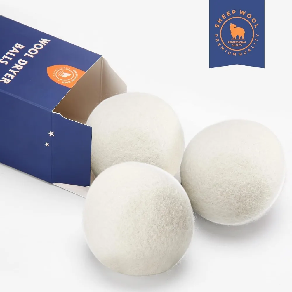 Wool Dryer Balls Handmade 3 Pack XL, 100% New Zealand Wool Natural Fabric Softener, Reusable 1000 Loads, Wrinkle Free, Shorten Drying Time, Baby Safe