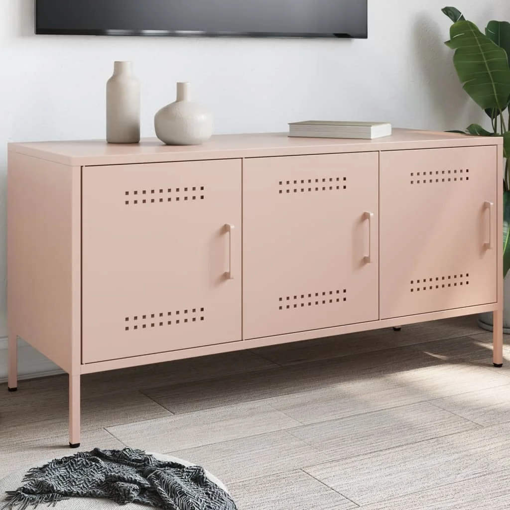 Furniture TV pink 100,5x39x50,5 cm luxury steel furniture TV cabinet modern minimalist LED furniture TV living room furniture TV Table Nordic modern small apartment