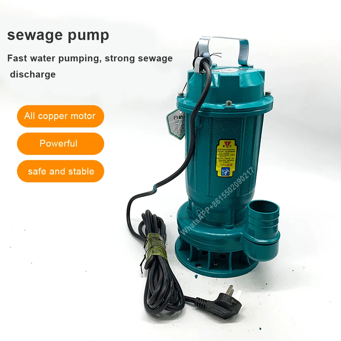 Non-clogging submersible sewage pump 220V/380V septic tank submersible sewage pump silent self-priming supercharger