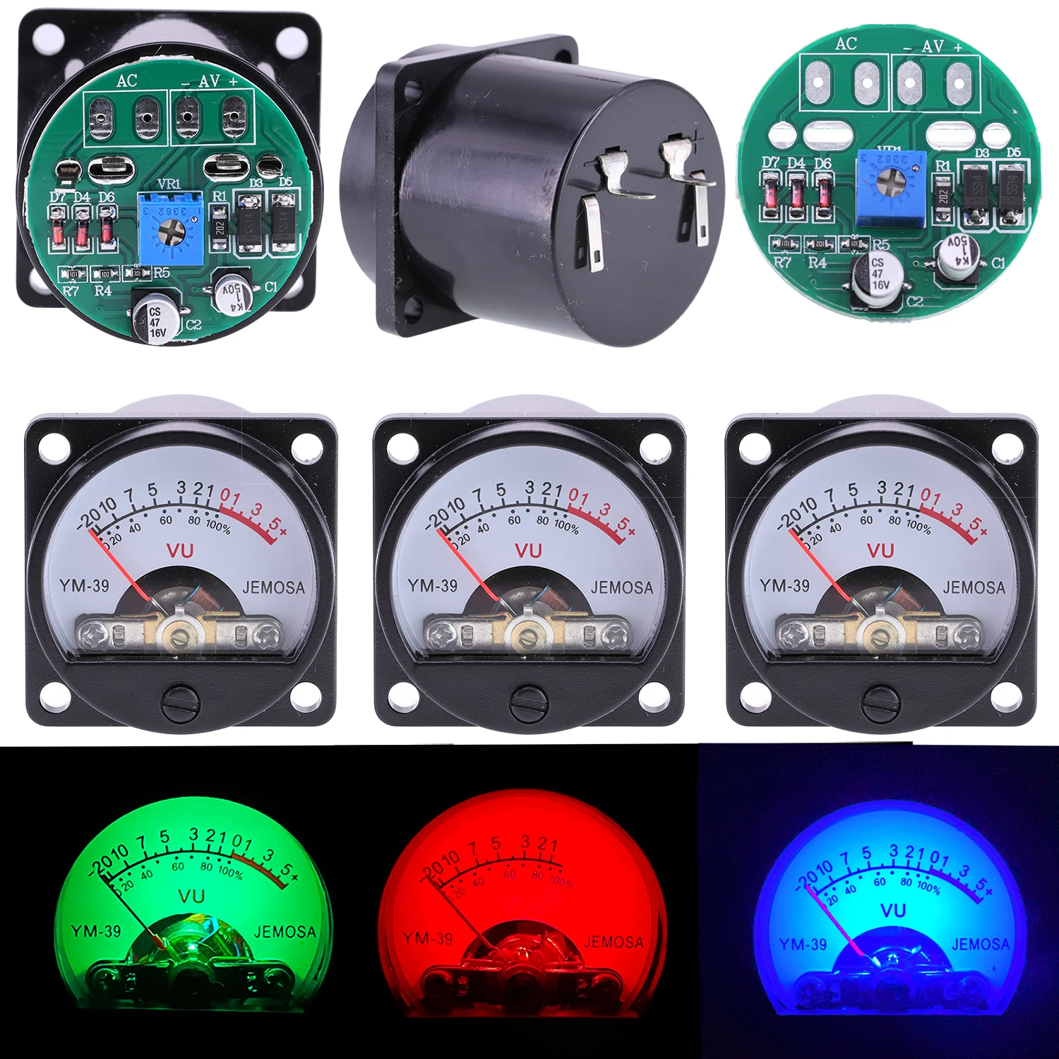 

2PCS 35mm Panel VU Meter 500VU Sound pressure meter+2PCS VU level audio meter driver board DC/AC 6-12V input