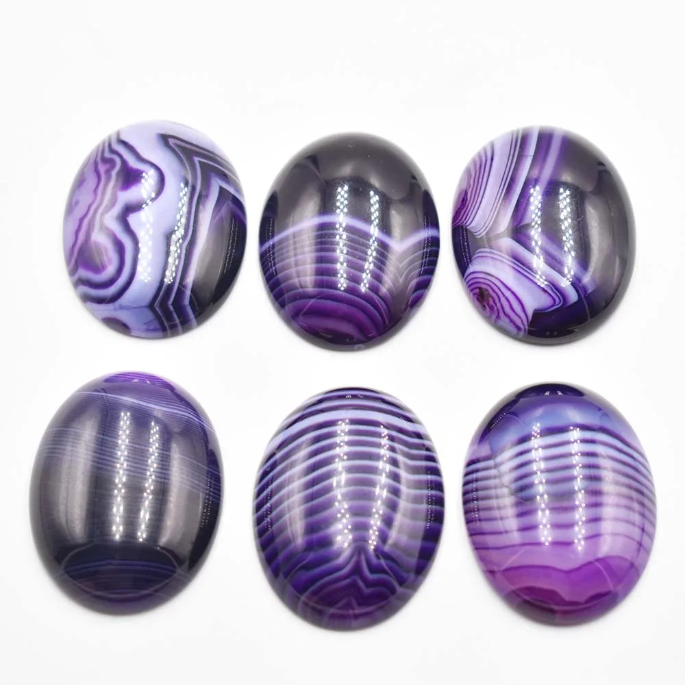 Free shipping 6pcs/lot Wholesale 30x40mm natural Purple Stripe Oval CAB CABOCHON beads for jewelry accessories making