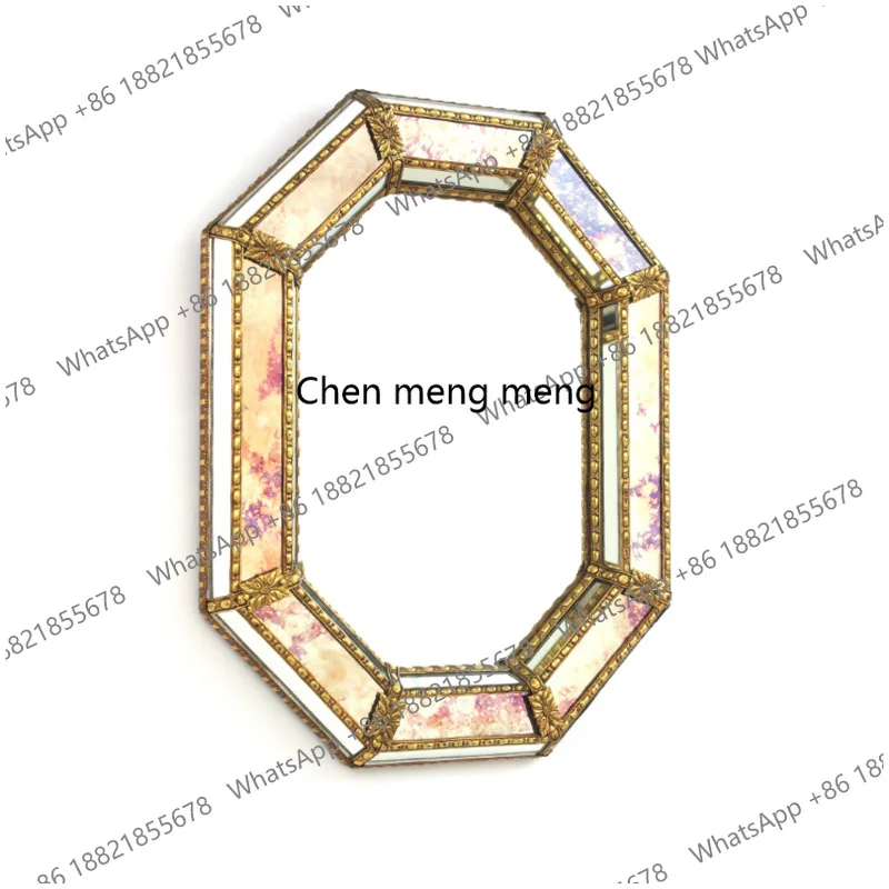 Wall French gold decorative relief mirror special-shaped photo retro makeup mirror hanging mirror