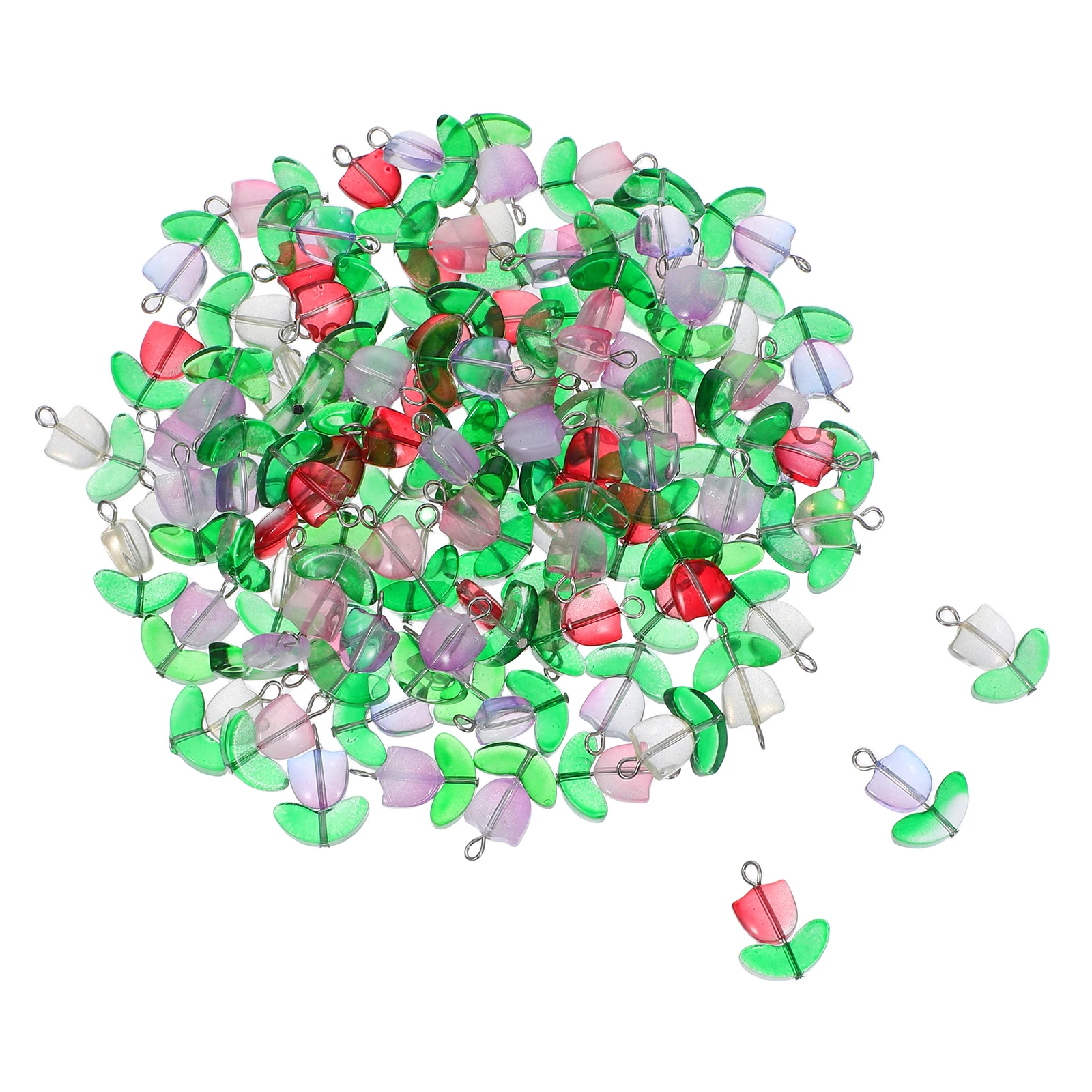 

100 шт. кулон-тюльпан, красочные цветочные бусины, стеклянные подвески, ювелирные изделия, подвески, ожерелье, браслет, подвески