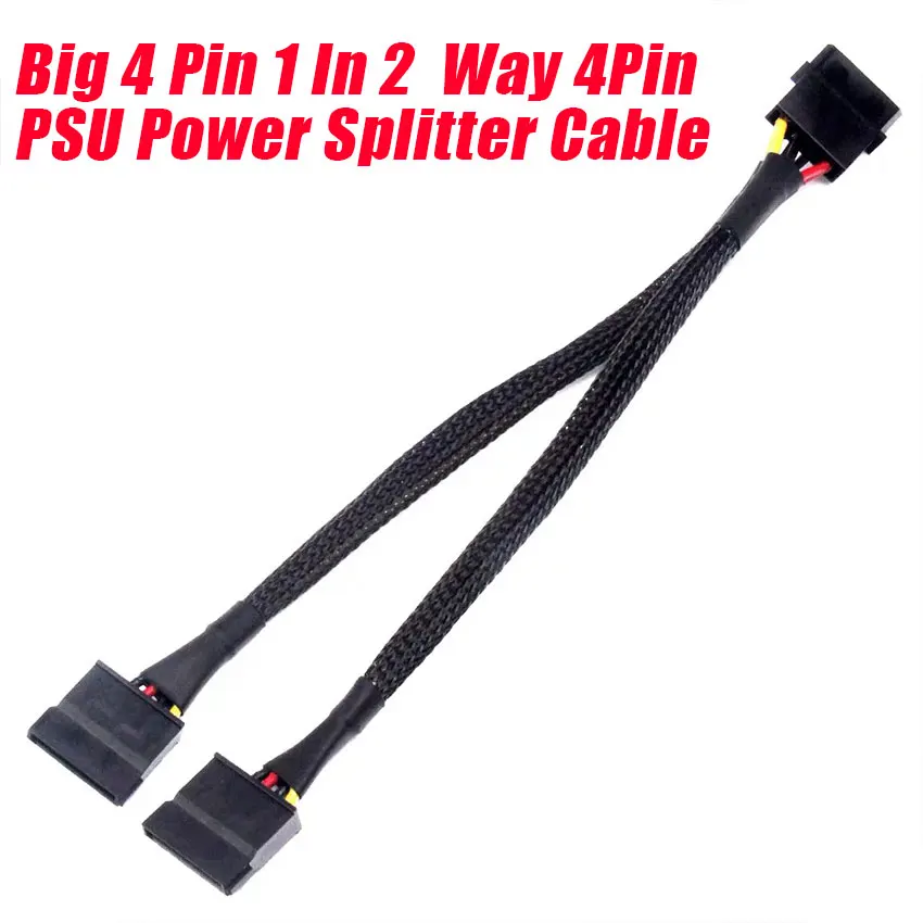 1pcs 20cm IDE Hard Drive Optical Drive Interface Cable Big 4 Pin 1 In 2  2 Way 4Pin PSU Power Splitter Cable LP4 Molex 1to2