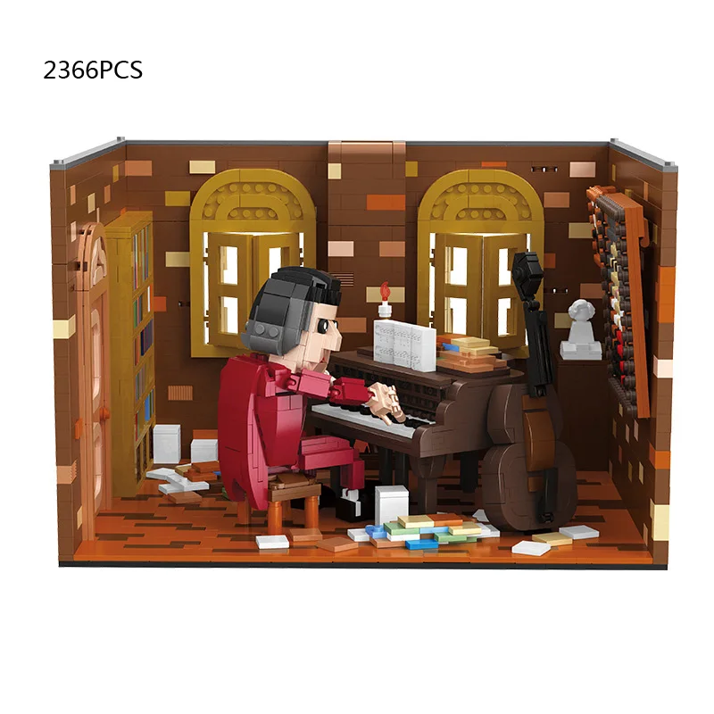 Creative World Celebrity Mini Block Beethoven Piano Music Room Toys Collection FIGURES MOC Building Brick For Kids Adults Gift