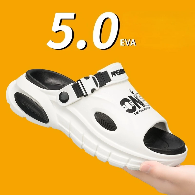 Men's Outdoor Slip-On Summer Indoor Home Anti-Slip Comfortable Sandals Casual Sports Beach Slippers EVA Material Floral Design