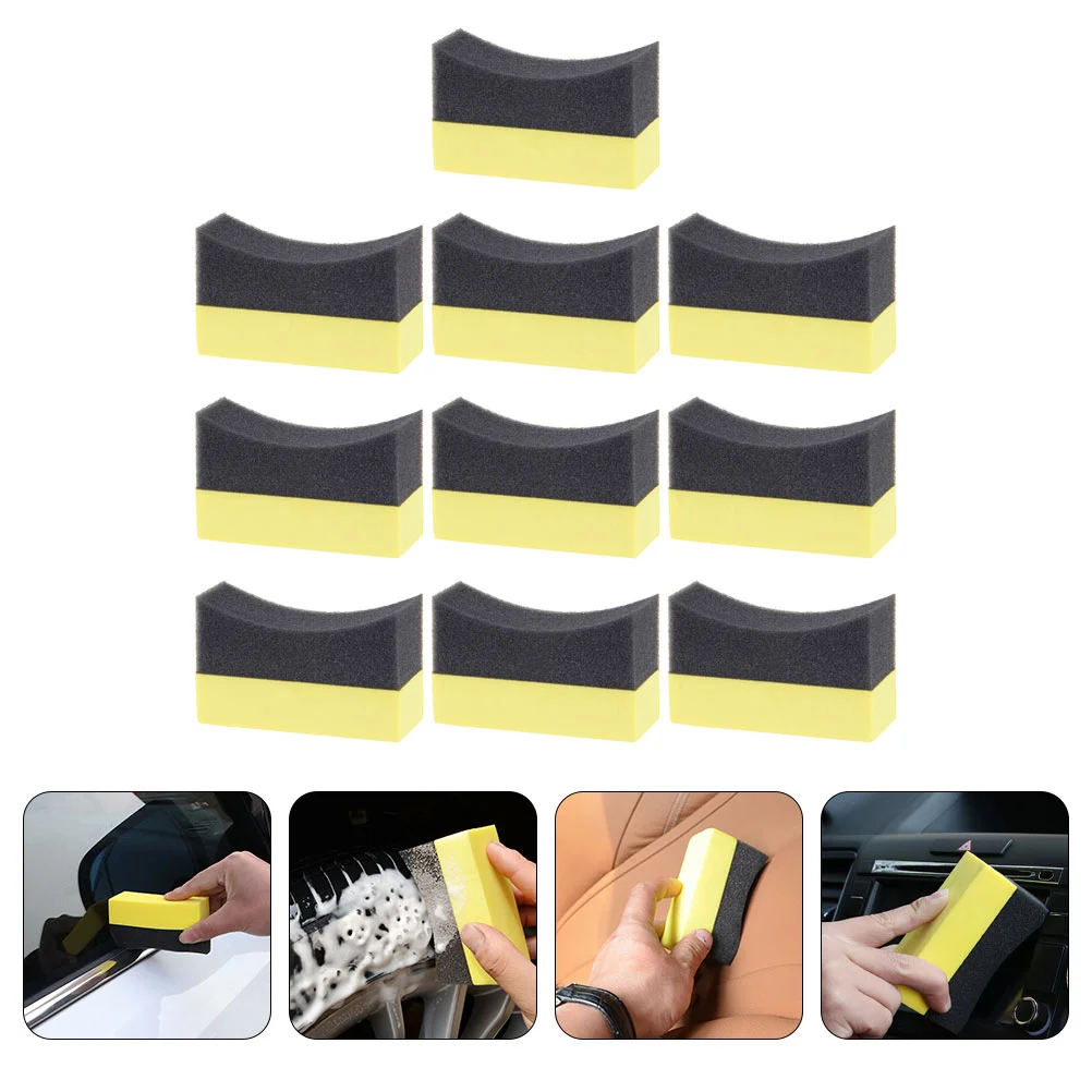 

10 Pcs Car Wash Sponge Clean Towels Gloss Shine Wax Applicator Pad Tire Pads Detailing Composite PE Dressing Auto