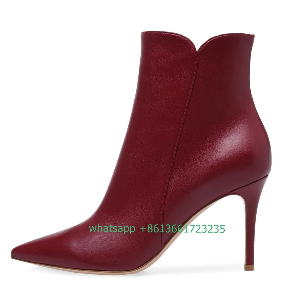 Women Pointed Toe Ankle Boots Stiletto High Heel Side Zipper Short Boots Solid Color Suede/leather Spring Autumn New Women Boots