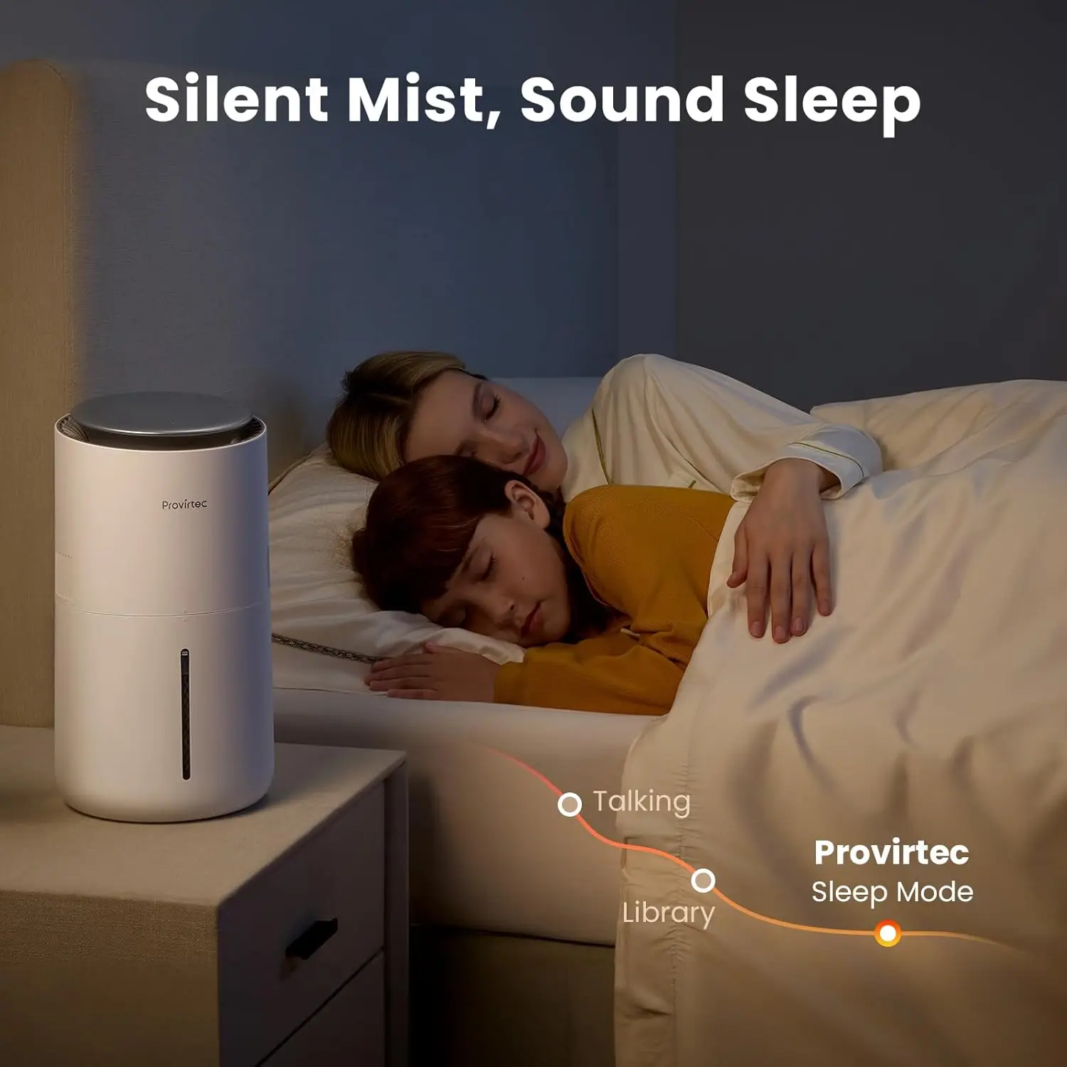 مرطب تبخيري خالي من الضباب لغرفة النوم، 3 لتر بدون غبار أبيض للأفراد الحساسين، التحكم التلقائي في الرطوبة، يعمل مع الصنبور W #6