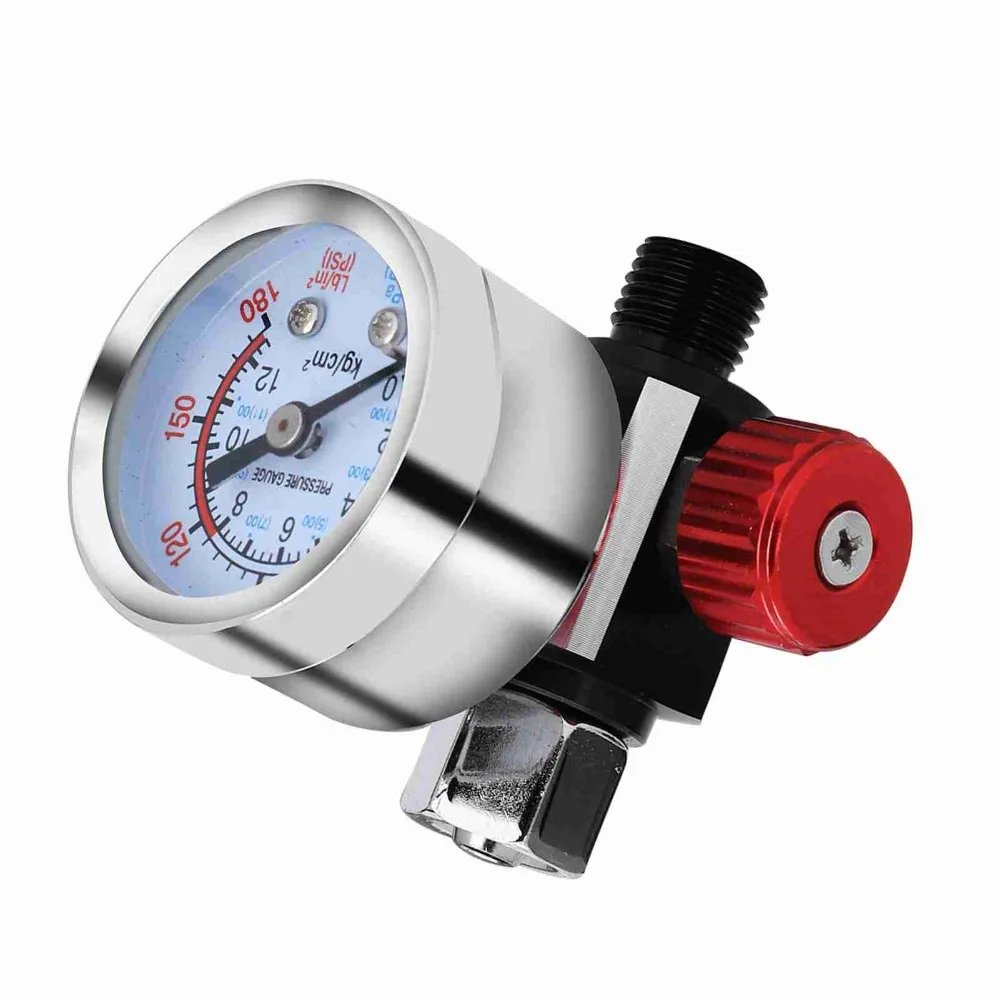 1pcs G1/4 Thread Air Pressure Regulator 0-180 PSI Built-in Gauge Spray Gun Regulator Pneumatic Tool Regulator