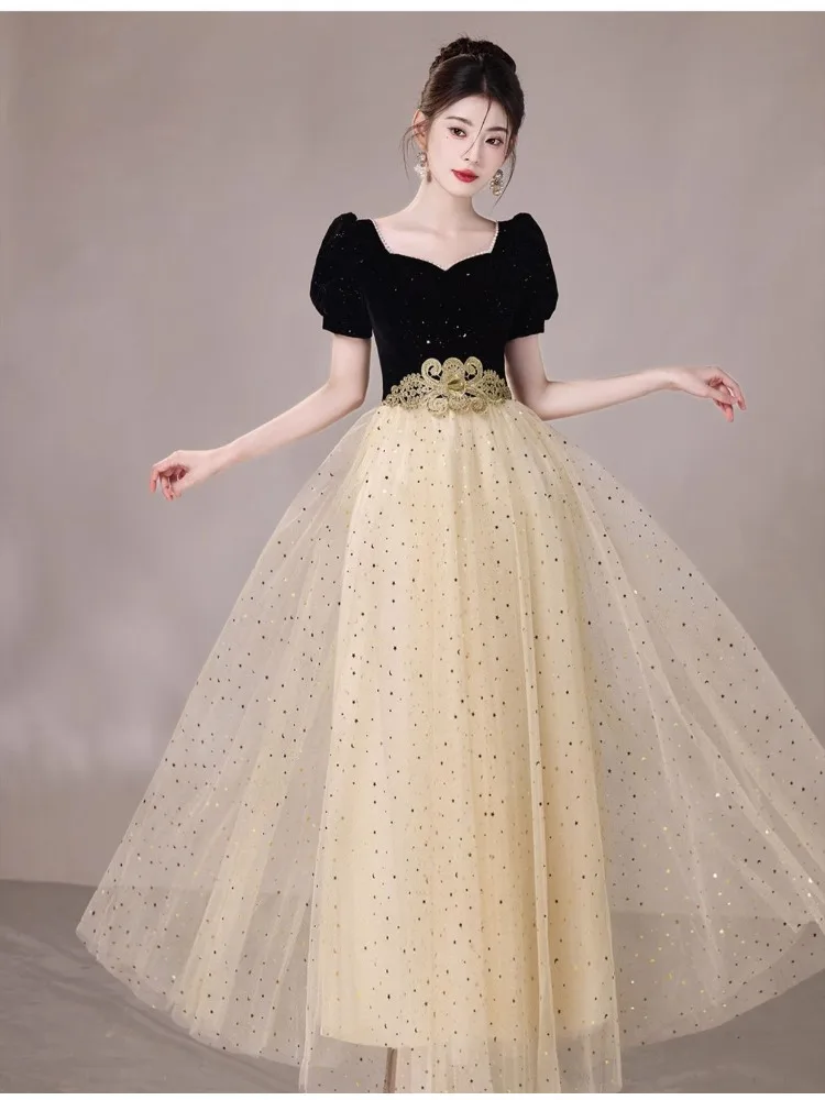 Elegant Evening Prom Gown Women's Dress Student Vocal Art Exam Birthday Adult Ceremony Host Graduation Formal Occasion Dresses